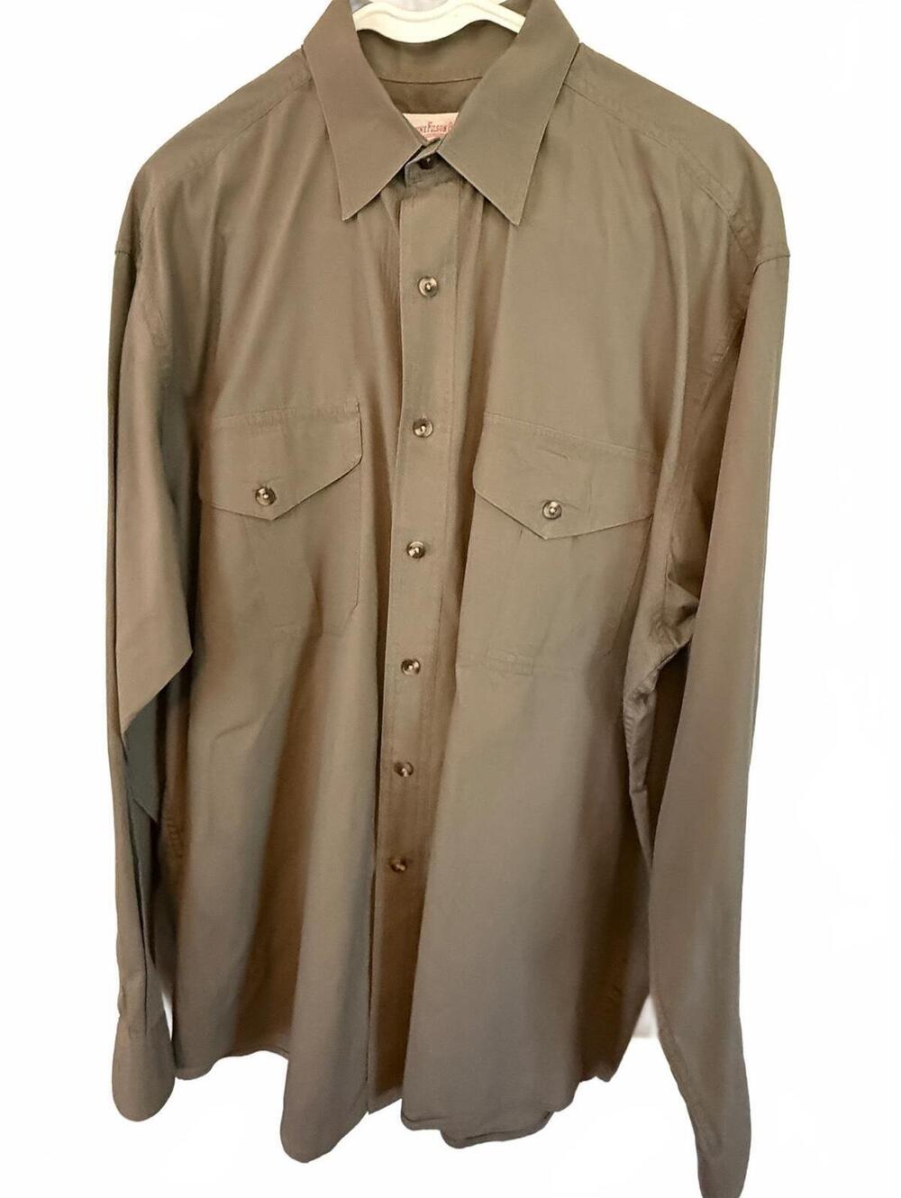 Filson Men's Long Sleeve Button-Up Shirt Size L 100% Cotton Khaki